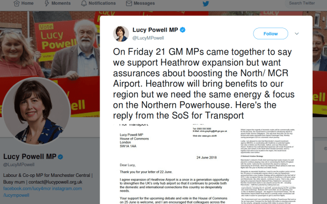 lucy powell on heathrow