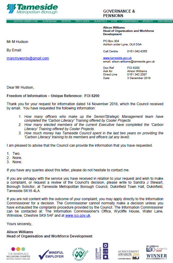 tameside foia answer